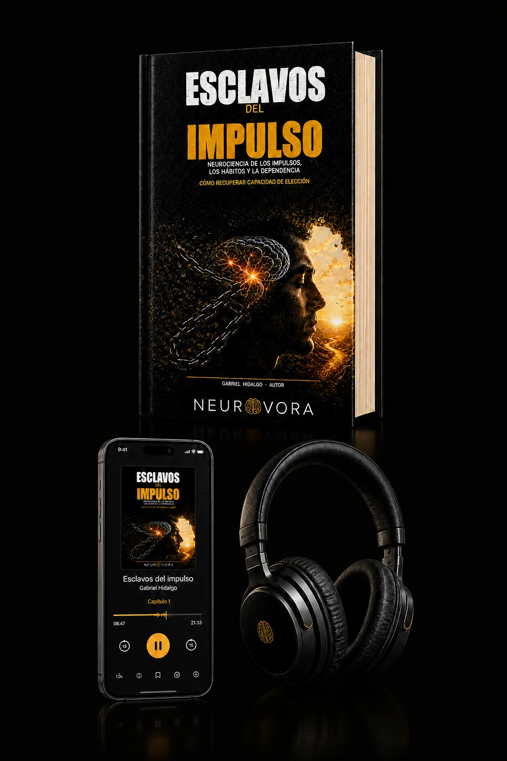 Libro de Esclavos del impulso sobre teléfono y audífonos